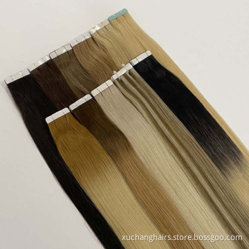 wholesale human remy hair extensions vendors straight cuticle aligned virgin tape in hair extensions remy